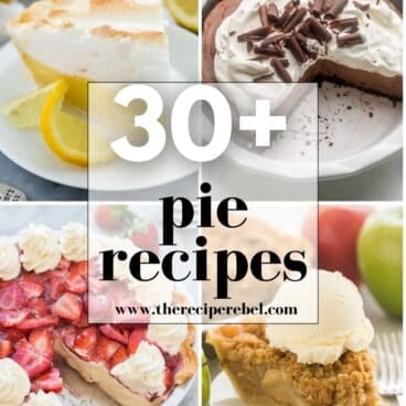 square collage of four pie recipes with title.