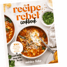 image of the recipe rebel cookbook cover on transparent background.